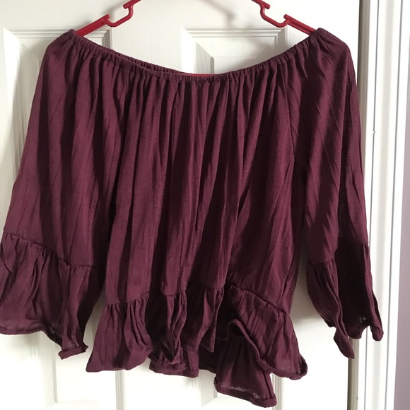 plum off the shoulder top - Picture 1 of 2